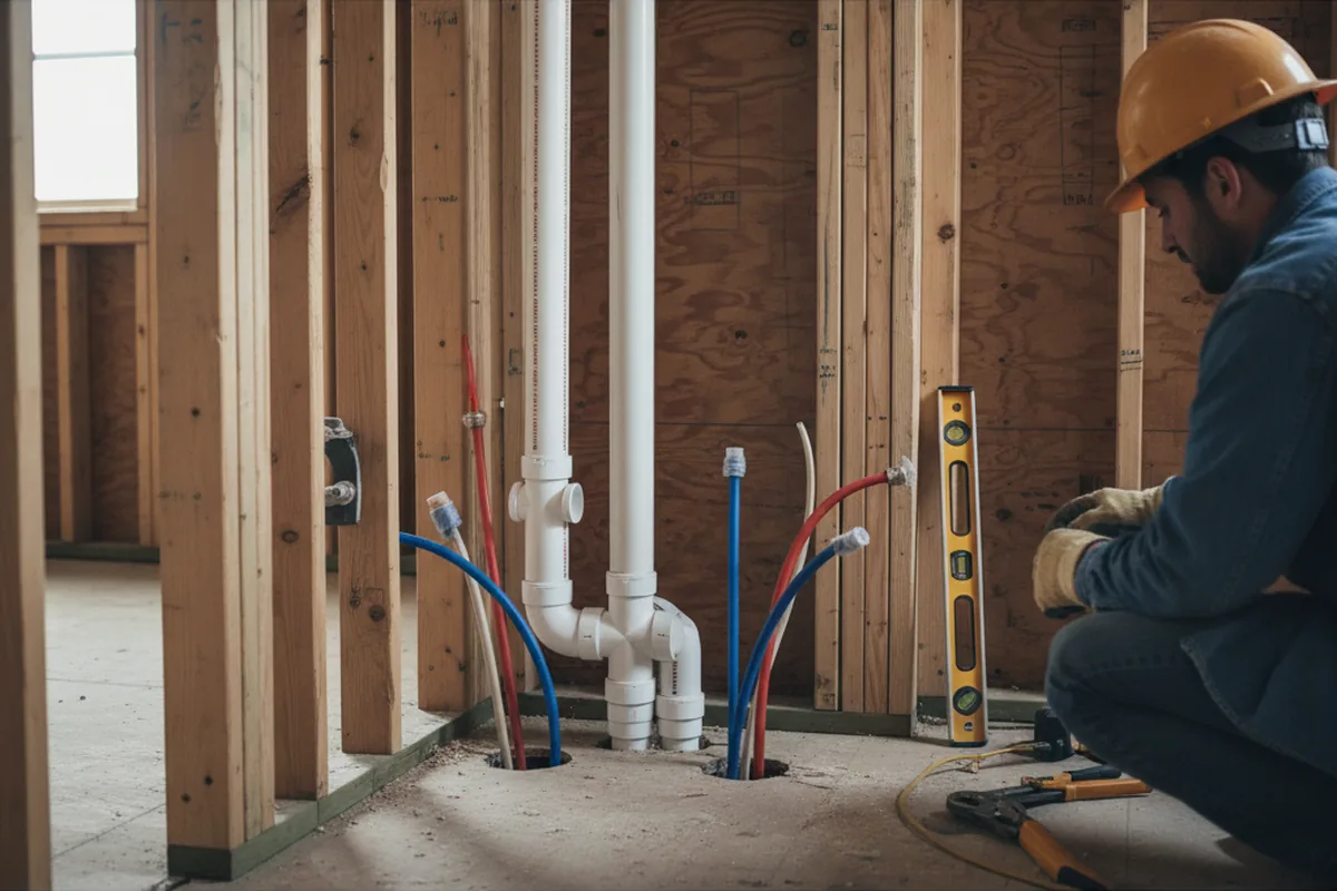 Drain and supply rough-in during Drain Cleaning in Chelsea